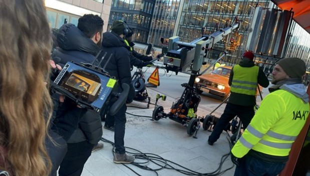 Reklam inspelning vid Sergels torg