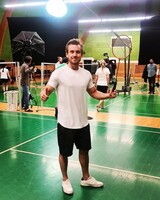 Badmintonspiller for en VitaePro reklame