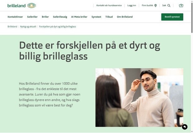 Brilleland – kommersiell kampanje/nettside