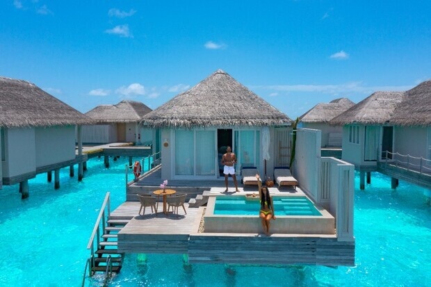 Dronebilde Maldivene