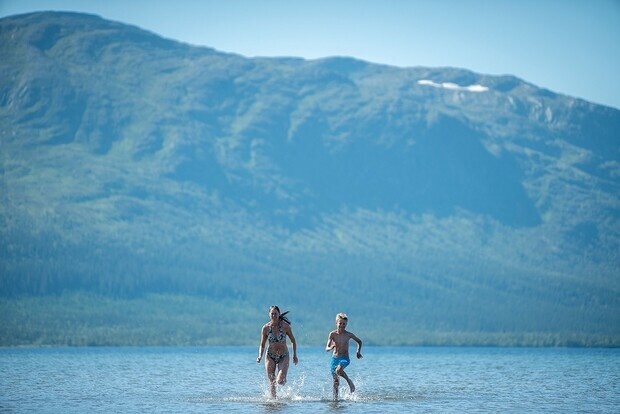 Sommar vid fjällsjö.