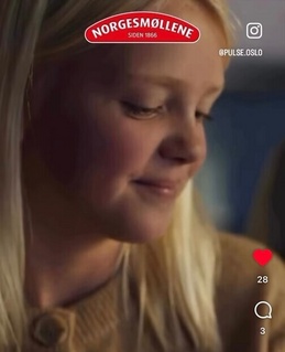 Lila i reklame for Møllerens mel Lila i reklame for Møllerens mel