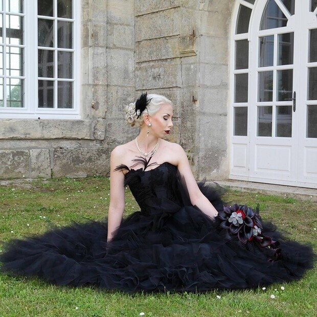 black and white bride