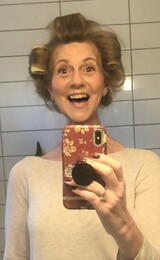 Selfie med hårruller Selfie med hårruller