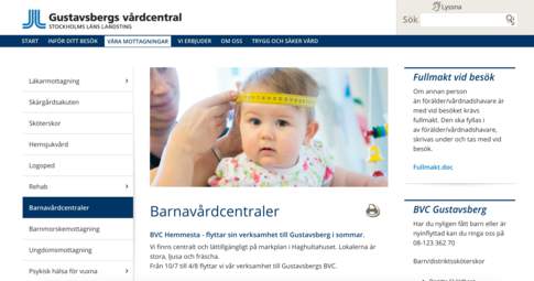 Gustavsbergs Vårdcentral hemsida