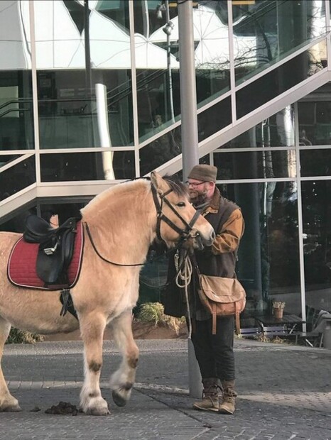 Scene i Oslo barcode med hest