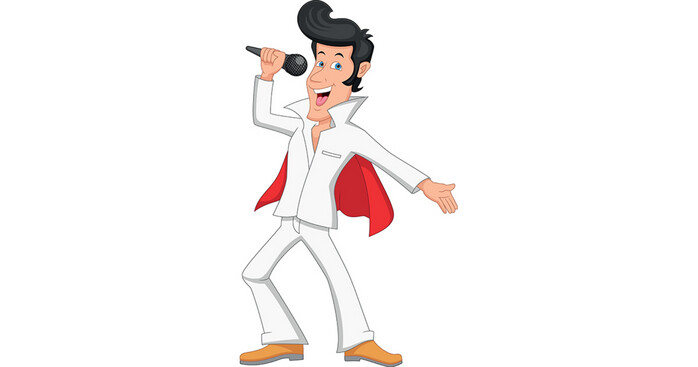 Elvis imitatr skes till reklaminspelning