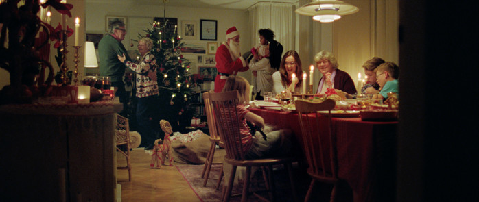 Familjemedlemmar skes till reklamfilm fr B-reel films med jultema