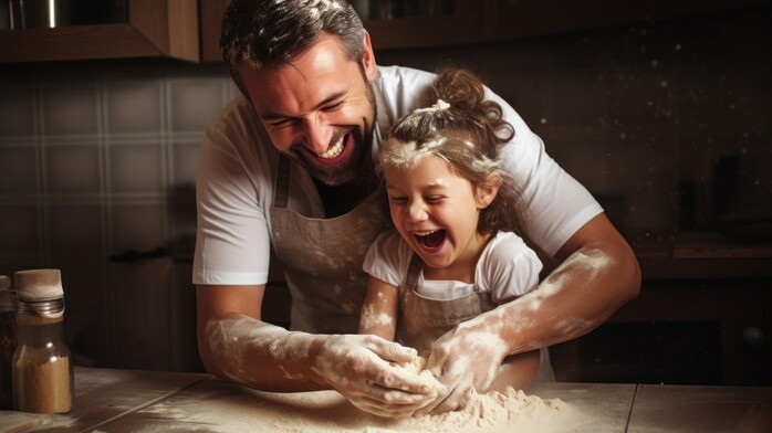 mamma/son eller pappa/dotter skes till inspelning fr bakmixar 