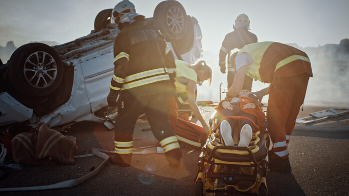 Skademarkr till vningar med ambulansen, rddningstjnsten och polisen