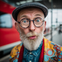 Man i 5060-rsldern med skandinaviskt utseende till humoristisk reklamfilm