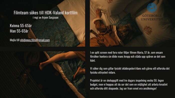 Skdespelare skes till HDK-Valand kortfilm