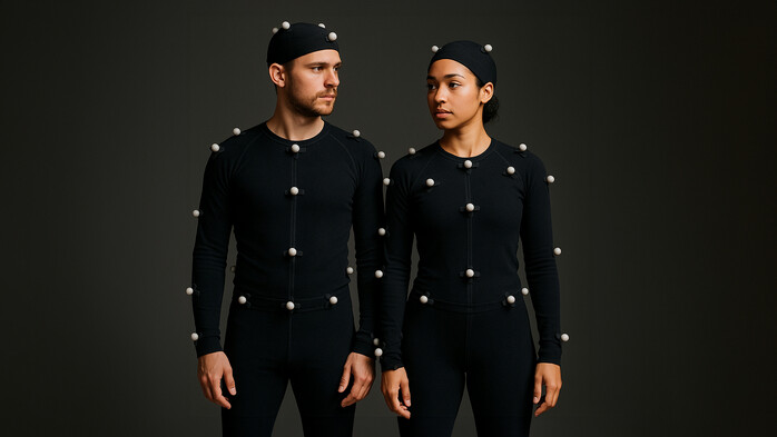 Tv frmgor med kroppskontroll skes till MoCap inspelning, animerad film
