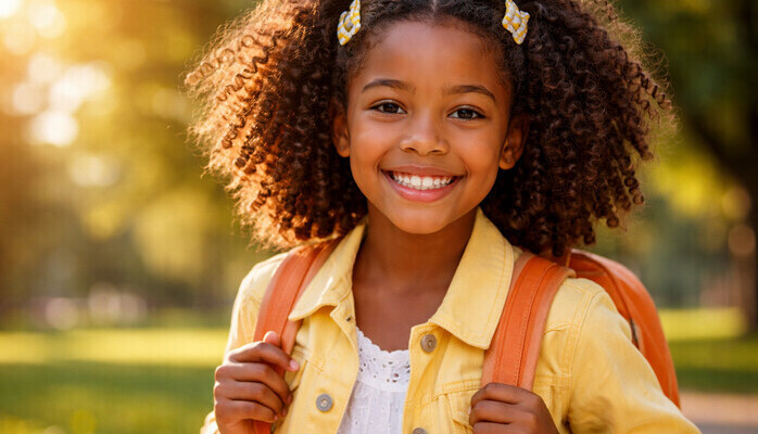 Jente 7–12 år med afrikansk bakgrunn