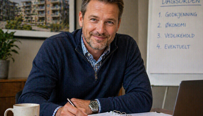 Styreformann. MANN (40 åra) “Typisk borettslag fyr”.