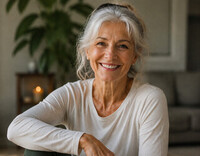 Woman aged 60+ with a fluent British accent