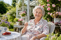 Bestemor 70-80 år til reklame for matleverandør - Sommer!