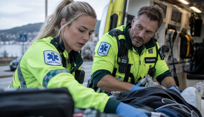 Ekte ambulansepersonell til humorserien Helt Perfekt!