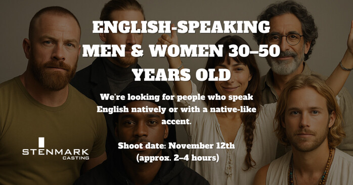 native or native-sounding english-speaking men & women  30–50 years old  native or native-sounding english-speaking men & women  30–50 years old