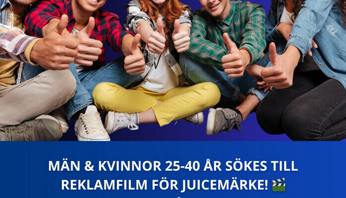 Mn och kvinnor 25-40 r skes till reklamfilm fr juicemrke! 