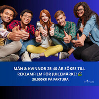 Mn och kvinnor 25-40 r skes till reklamfilm fr juicemrke! 