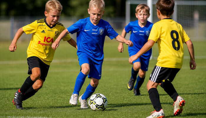 Gutter 7-9 år til å spille fotball i en reklamefilm