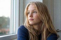 Jente (12–14 år) — blå øyne, lyst/blondt hår