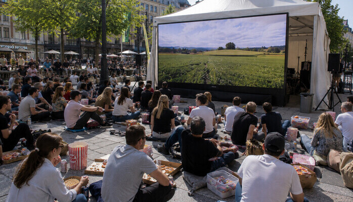 Liten flashmob till utebiostunt