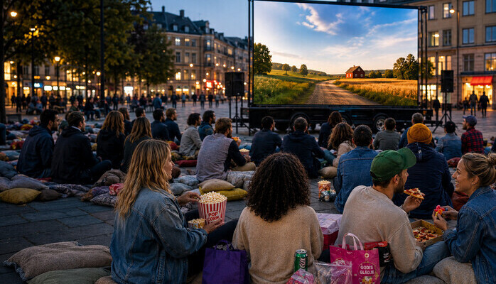 Liten flashmob till utebiostunt