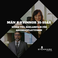 Män och kvinnor 35-55år sökes till reklamfilm för advokatplattform!