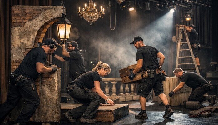 Scenearbeidere til reklamefilm for norsk matvareprodukt