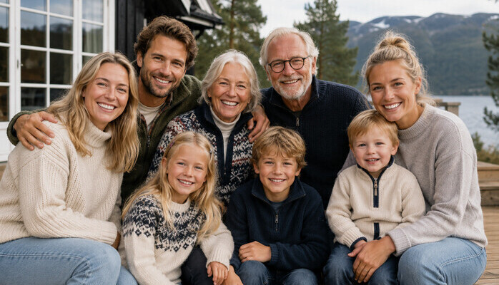 Statister i alle aldre til familieselskap i reklamefilm