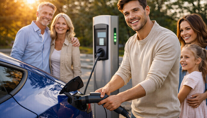 Statister til reklamefilm for en elektrisk bybil