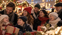 Barn, voksne og eldre i alle aldre til julereklame i Oslo