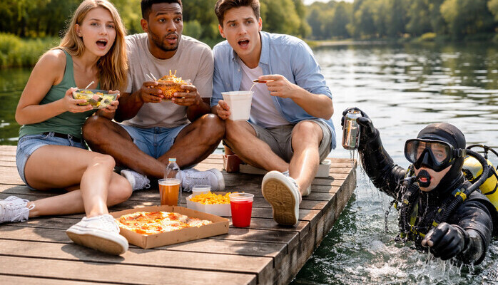 Vänner på brygga - ca 20-25 år