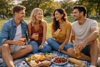 Vennegjeng i park 20-30 år til reklamefilm