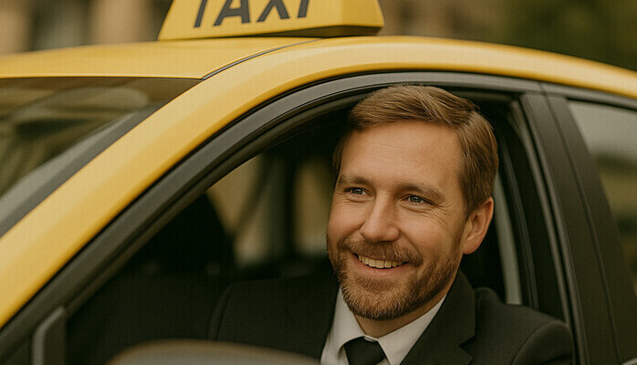 Manlig modell skes  chauffr fr fotografering med Nordens strsta taxibolag