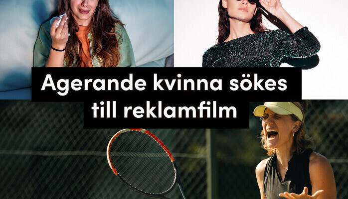 Agerande kvinna skes till reklamfilm 