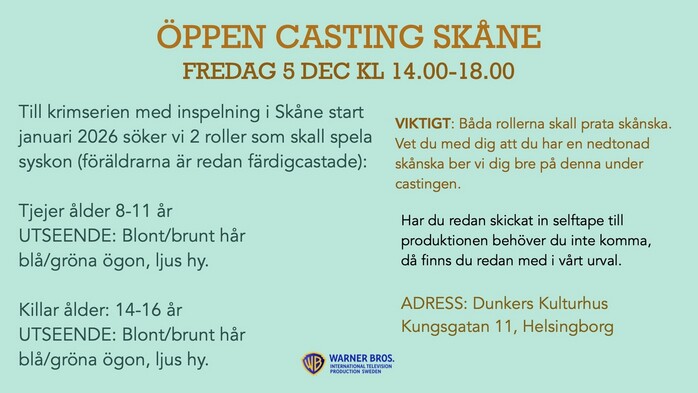 Öppen Casting Helsingborg
