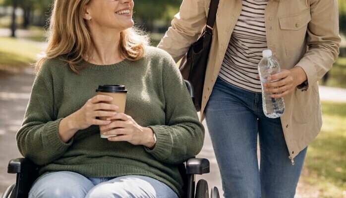 Person med funktionsnedsättning och assistans 