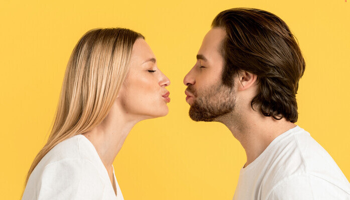 Romantiskt par till reklamfilmsinspelning