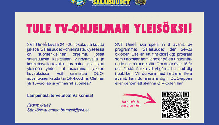 SVT Umeå söker finsktalande studiopublik!