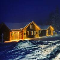 Stor  tømmerhytte på Sjusjøen Stor  tømmerhytte på Sjusjøen